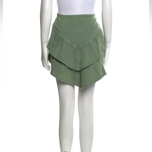 NWT Mother Womens Tiered Ruffled Mini Skirt loden frost green size 30 high waist - Picture 5 of 11